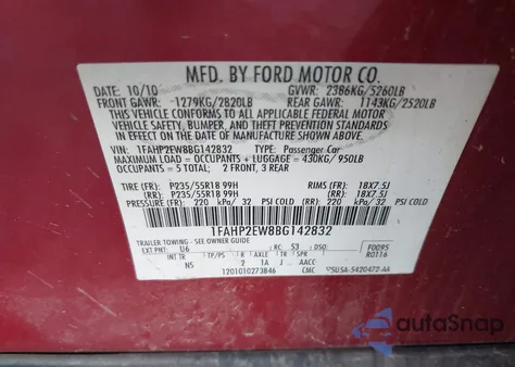 2011 Ford Taurus Sel from USA, damaged, VIN 1FAHP2EW8BG142832